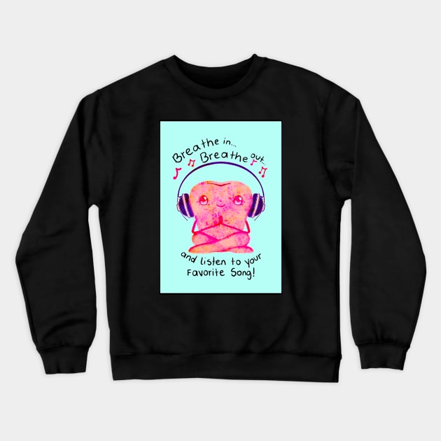 Cute Molar Yogi illustration - Breathe in... Breathe out... and listen to your favorite song! - for Dentists, Hygienists, Dental Assistants, Dental Students and anyone who loves teeth by Happimola Crewneck Sweatshirt by Happimola